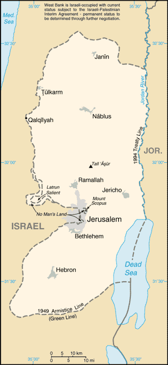 Mapa Politico de Cisjordania 2007
