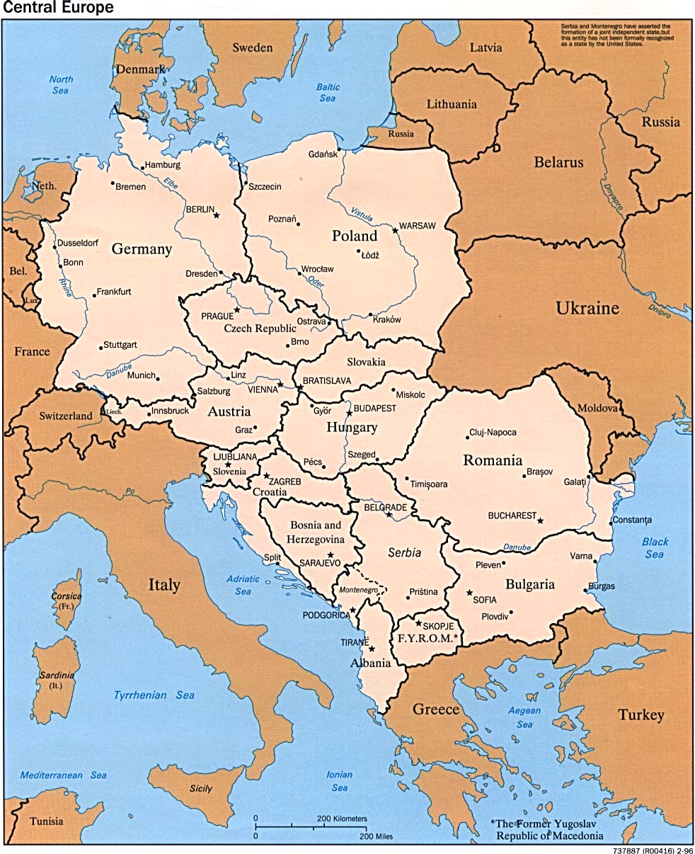 Mapa Politico de Europa Central 1996