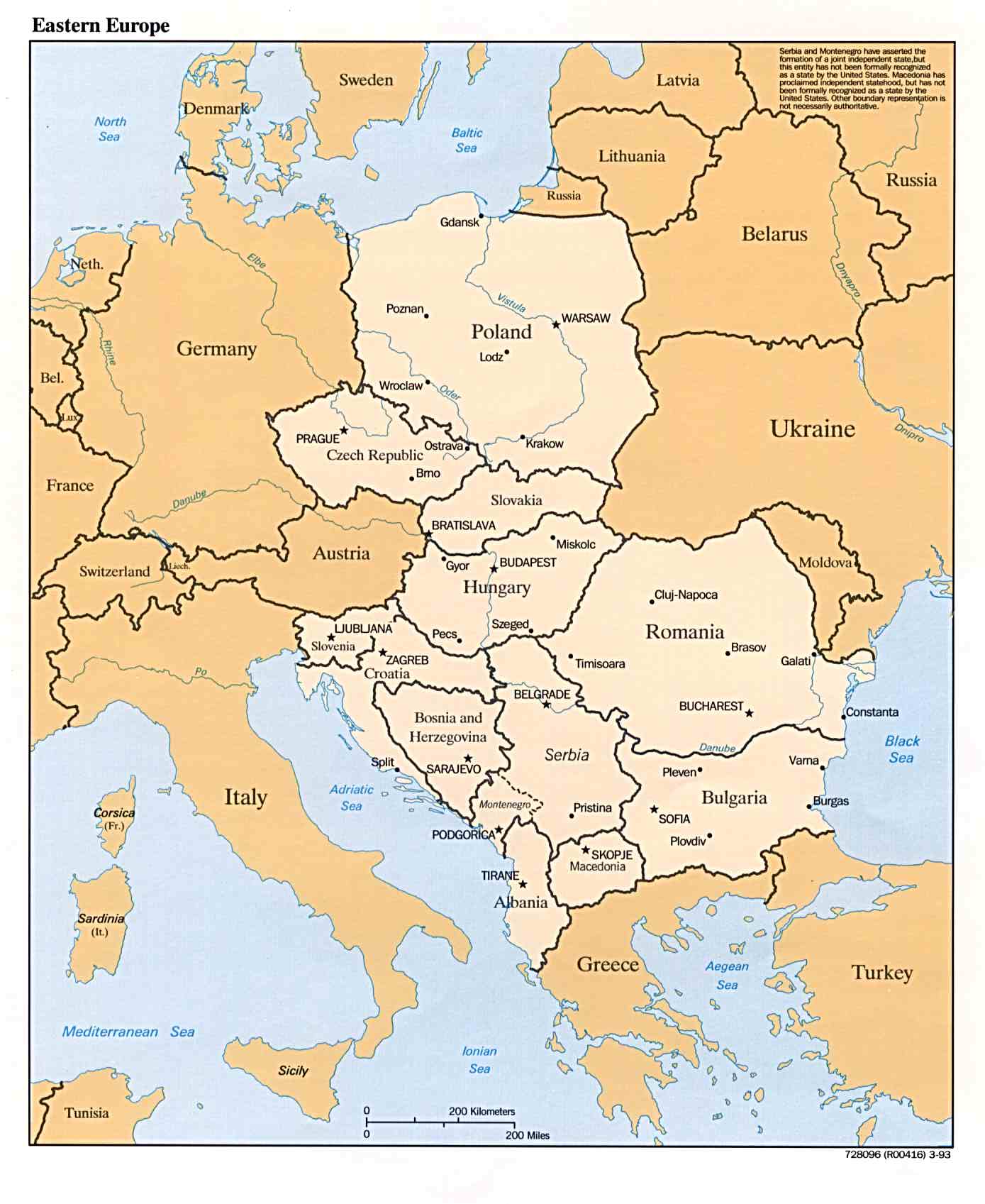 Mapa Politico de Europa Oriental 1993