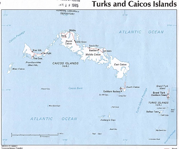 Mapa Politico de Islas Turcos y Caicos