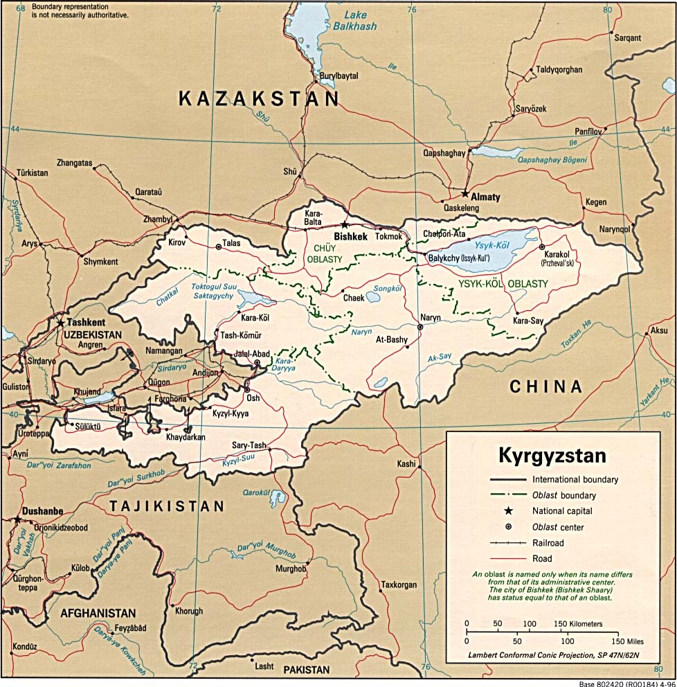 Mapa Politico de Kirguistán