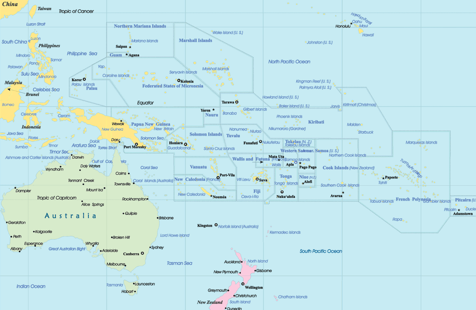 Mapa Politico de Oceanía