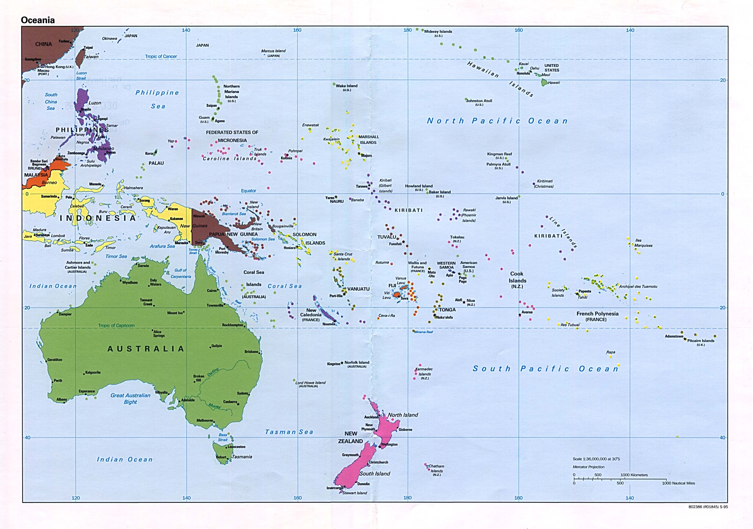 Mapa Politico de Oceanía 1995