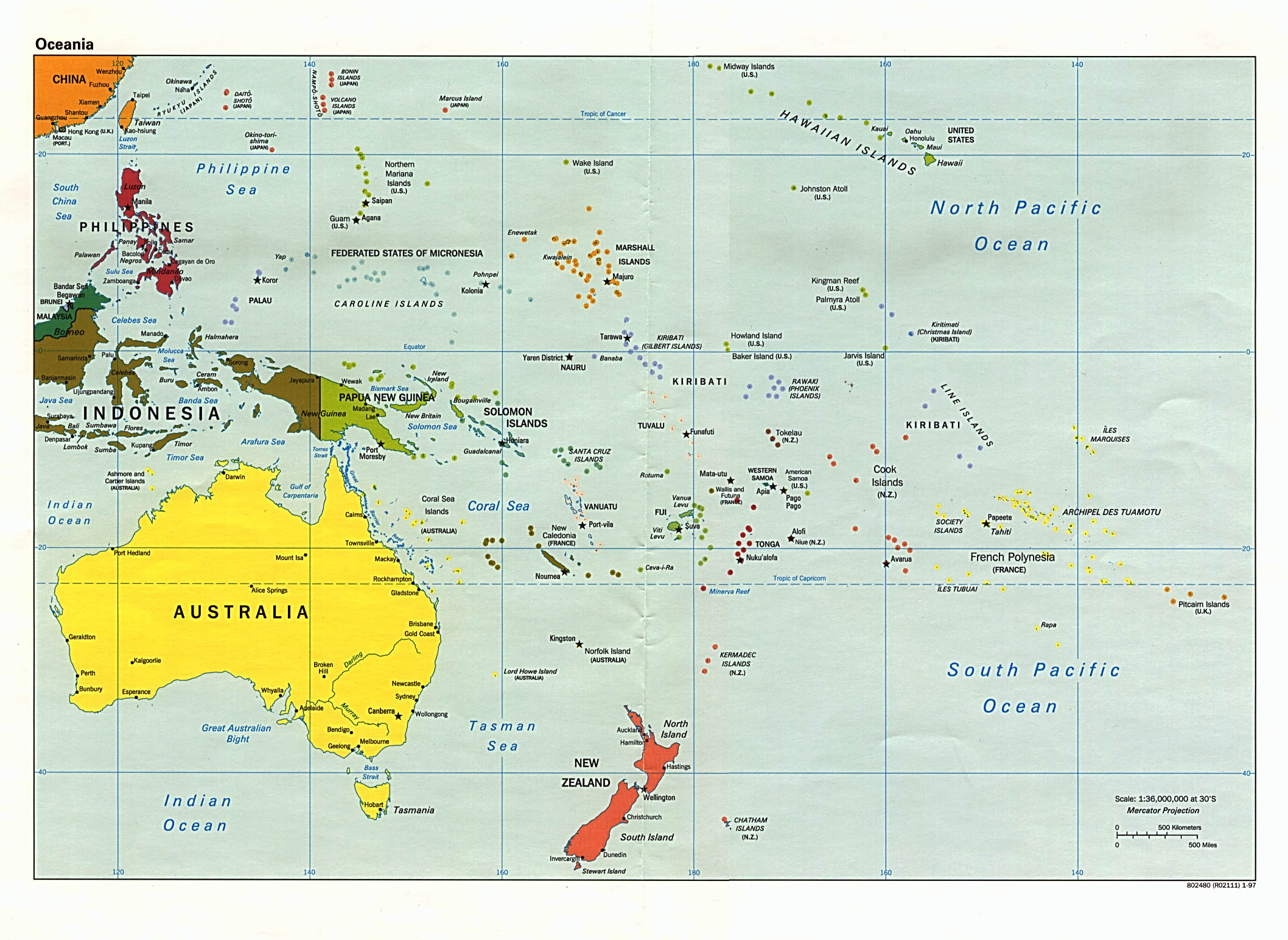 Mapa Politico de Oceanía 1997