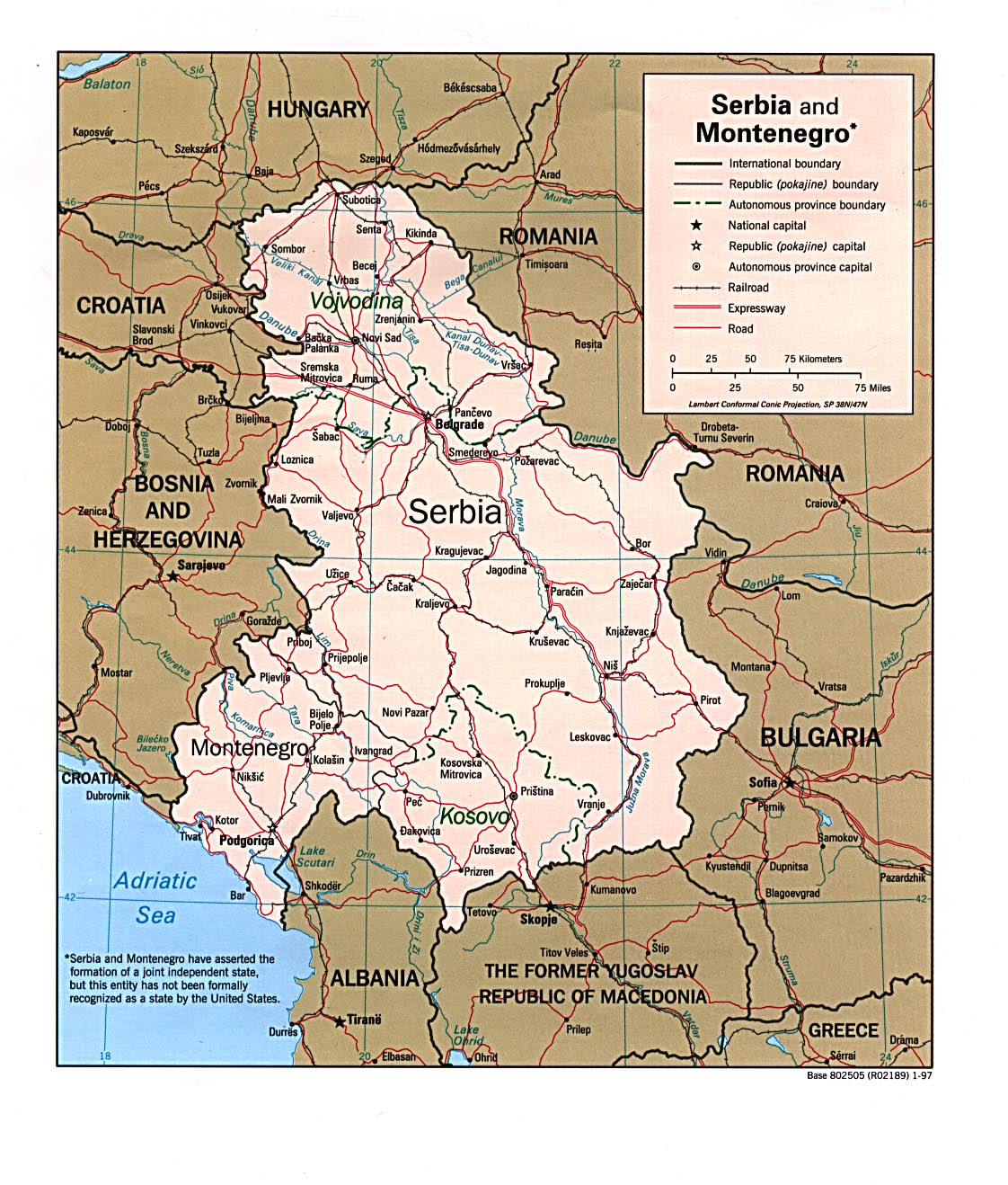 Mapa Politico de Serbia y Montenegro