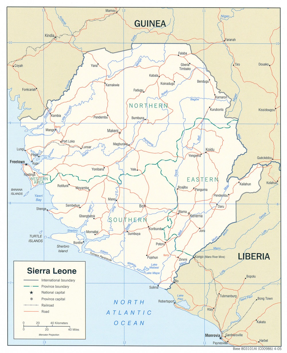 Mapa Politico de Sierra Leona