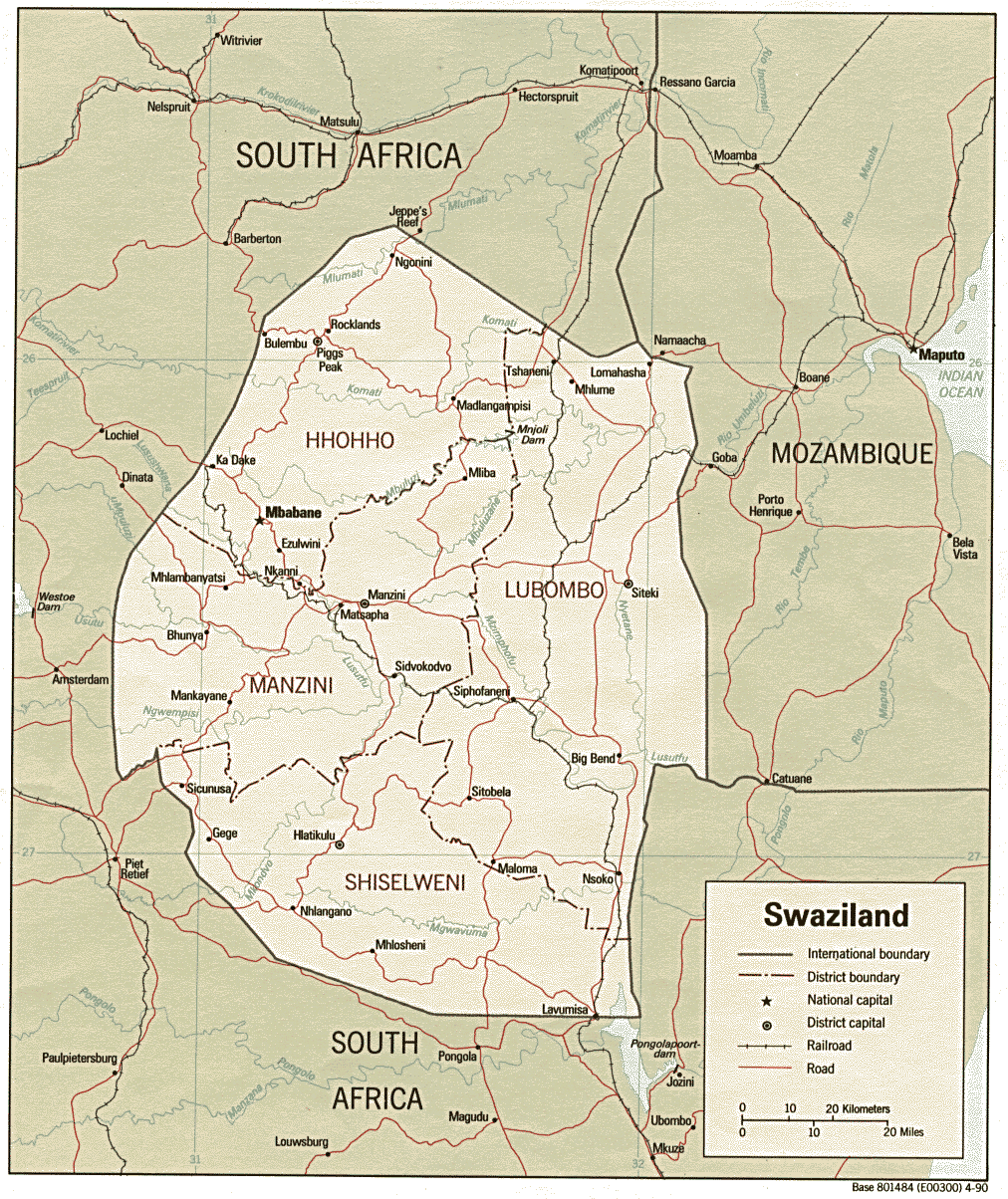 Mapa Politico de Suazilandia