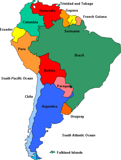 Mapa Político de Sudamérica
