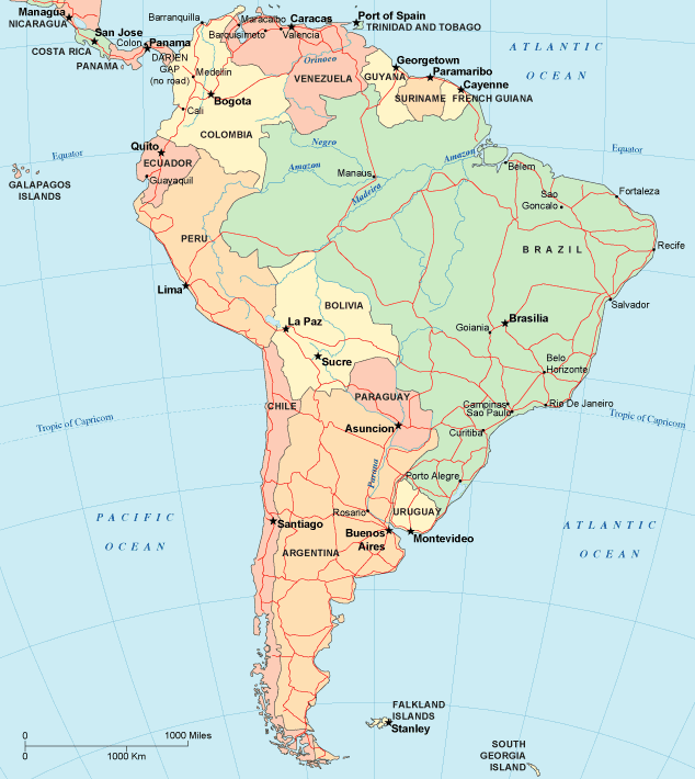 Mapa Político de Suramérica