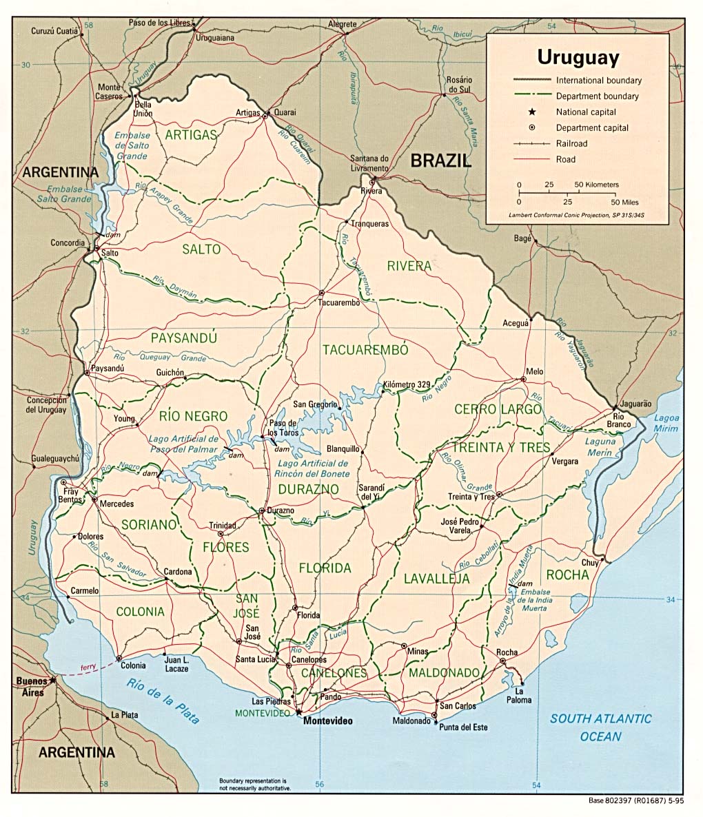 Mapa Político de Uruguay - mapa.owje.com