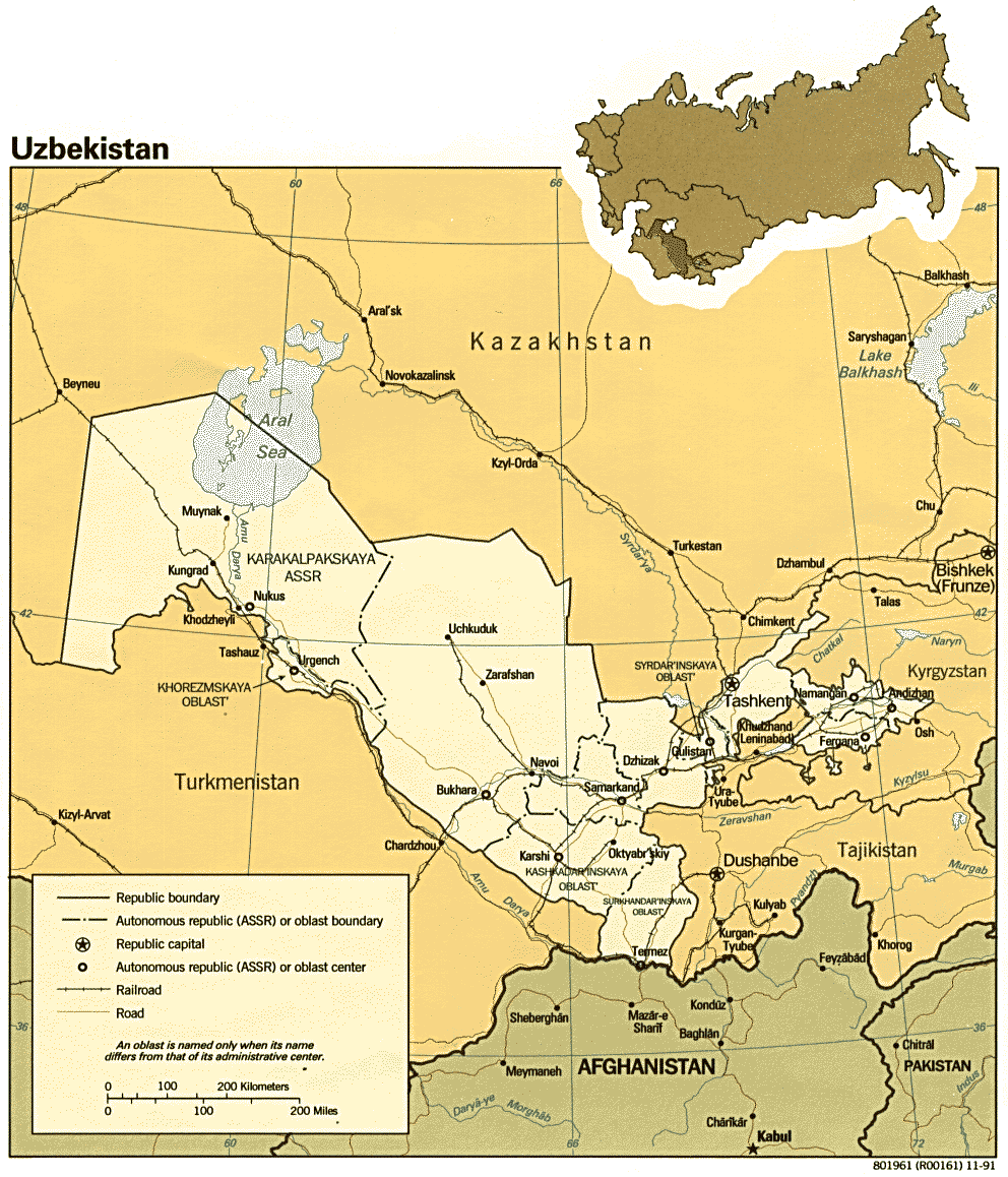 Mapa Politico de Uzbekistán