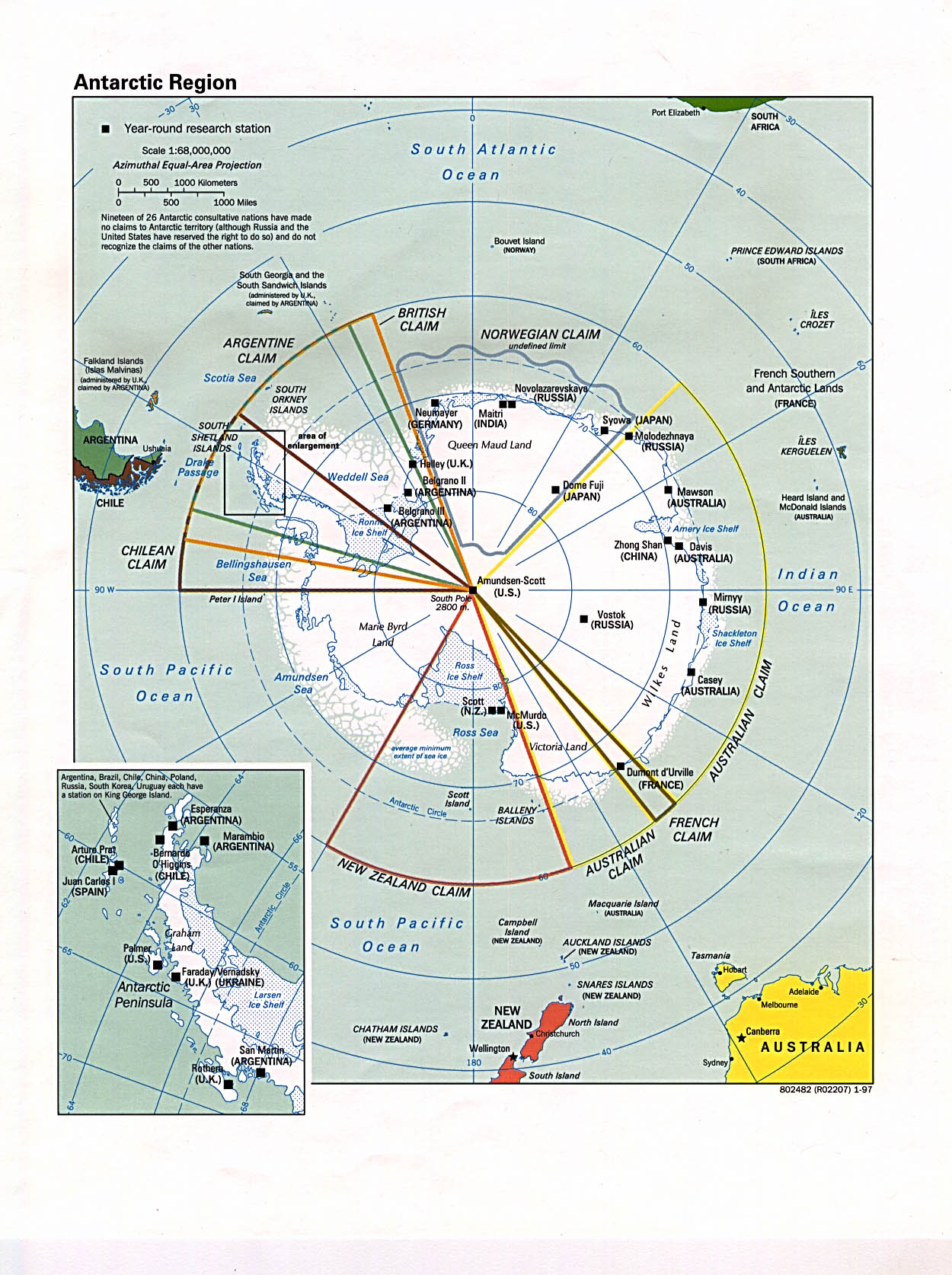 Mapa Politico de la Antártida 1997
