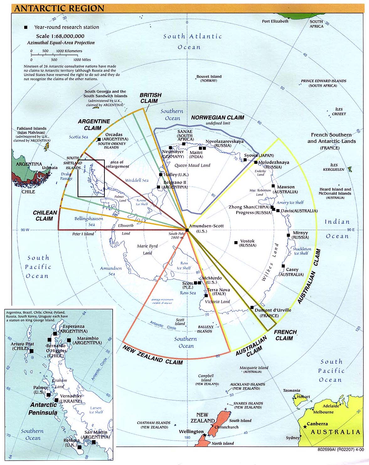 Mapa Politico de la Antártida 2000