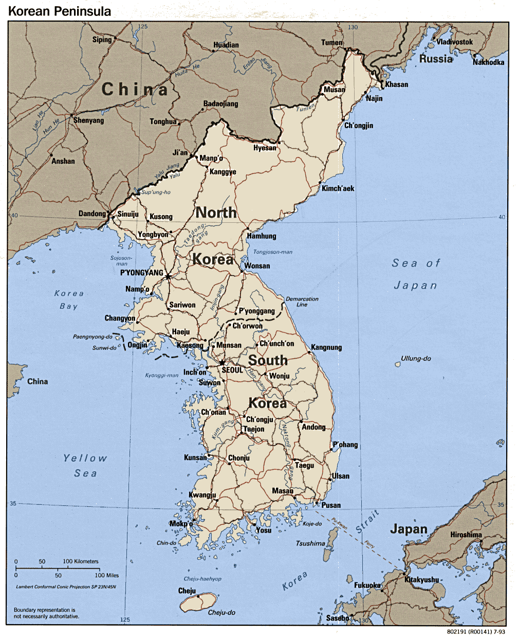 Mapa Politico de la Península de Corea