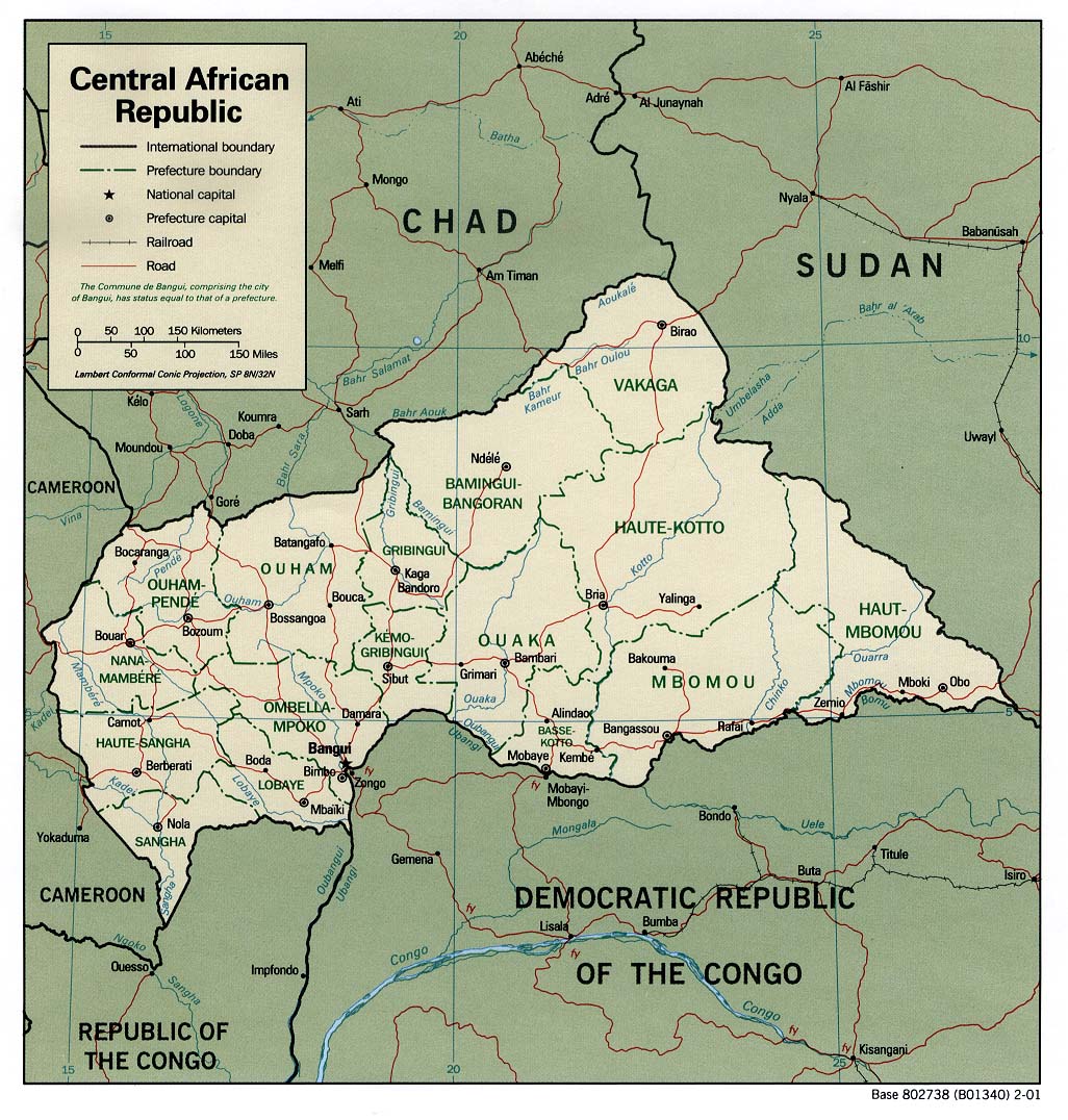 Mapa Politico de la República Centroafricana