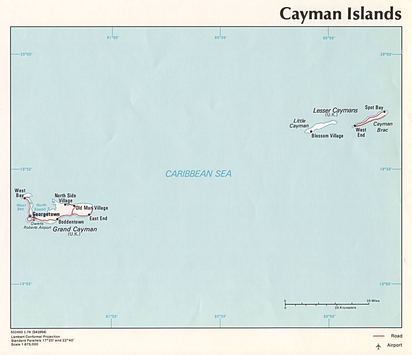 Mapa Político de las Islas Caimán