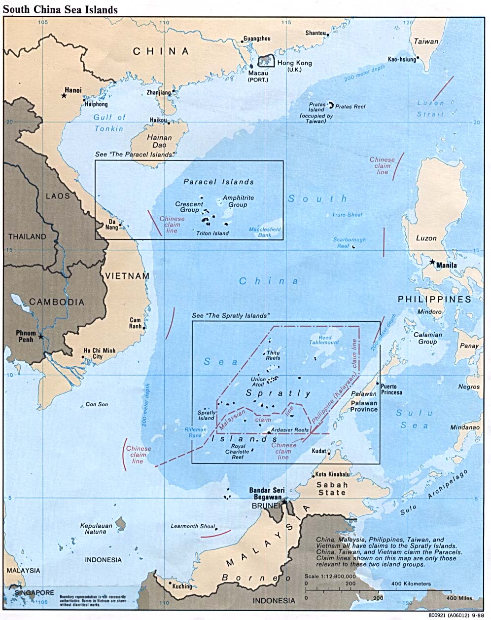 Mapa Politico de las Islas del Mar de la China Meridional