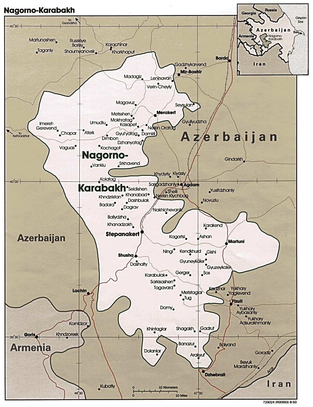 Mapa Politico del Alto Karabaj