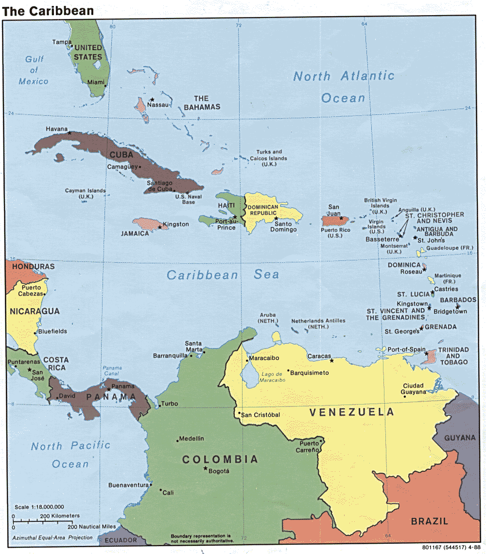 Mapa Político del Caribe 1998