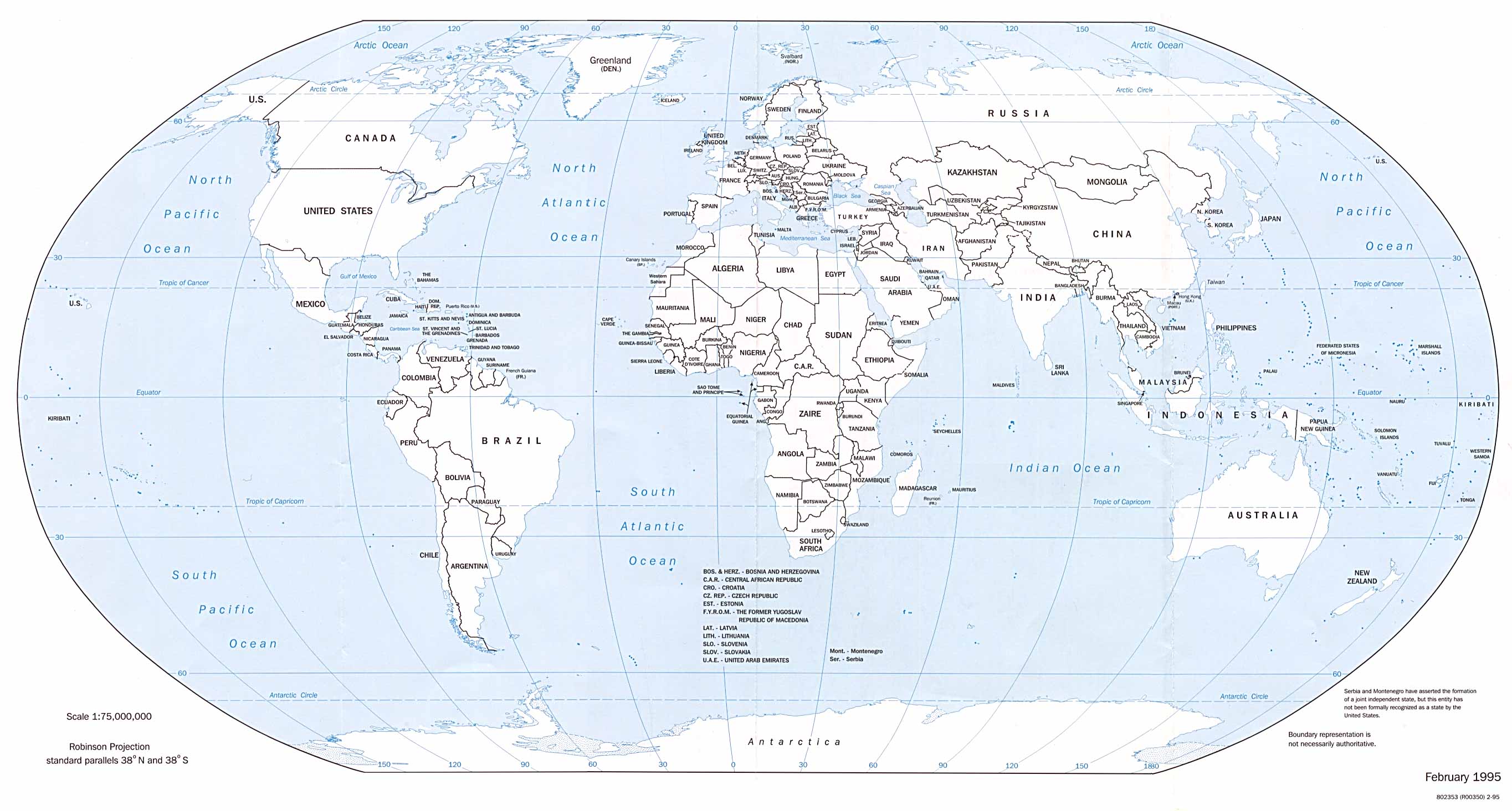 Mapa Politico del Mundo 1995