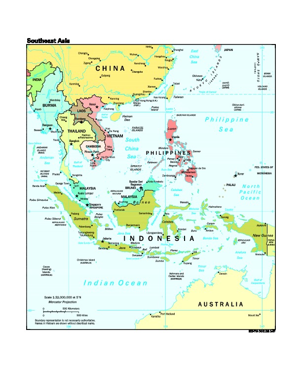 Mapa Politico del Sureste Asiático