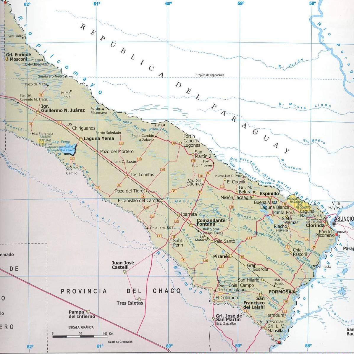 Mapa Provincia Formosa, Argentina