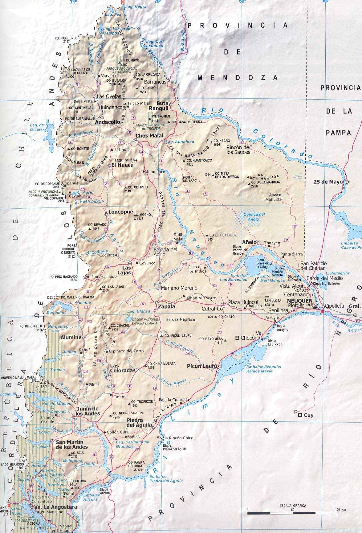 Mapa Provincia Neuquen, Argentina