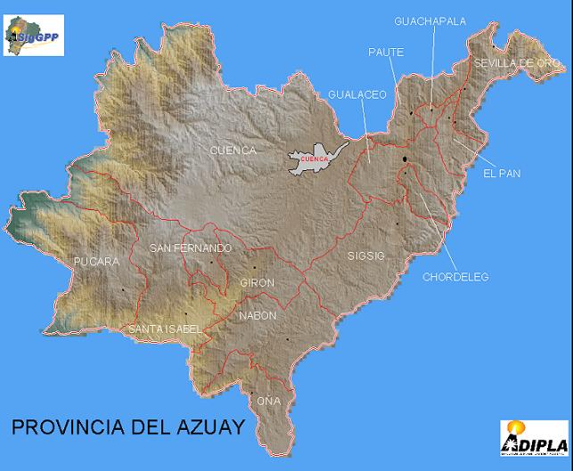 Mapa Provincia de Azuay, Ecuador
