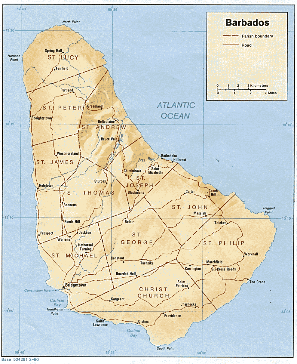 Mapa Relieve Sombreado de Barbados