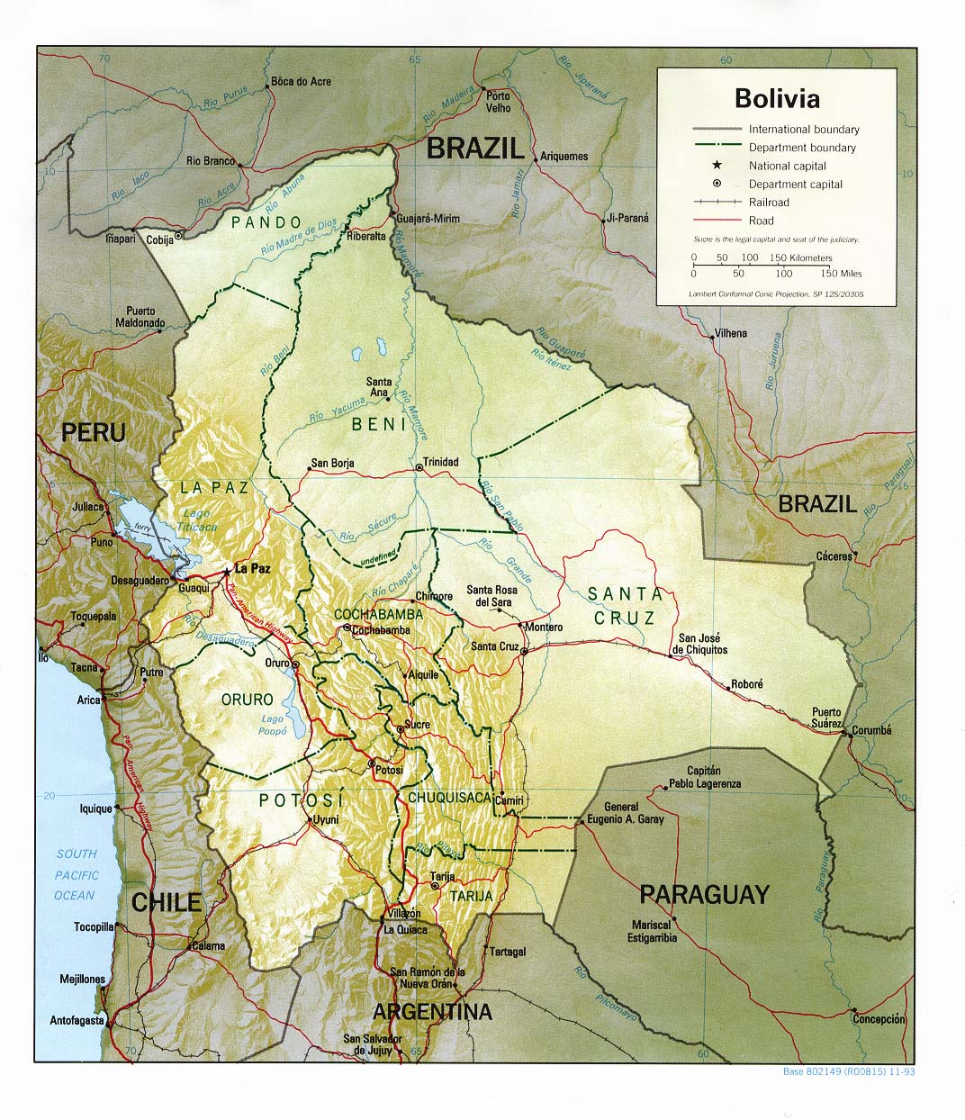 Mapa Relieve Sombreado de Bolivia