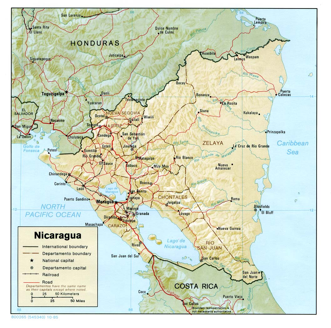 Mapa Relieve Sombreado de Nicaragua