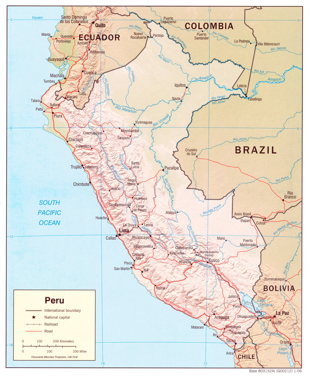 Mapa Relieve Sombreado de Perú