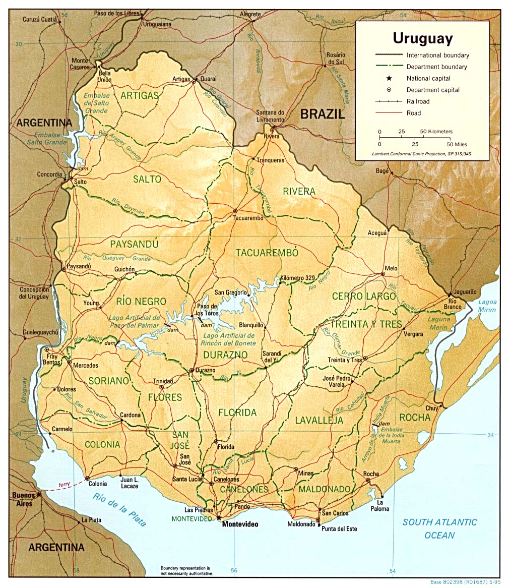 Mapa Relieve Sombreado de Uruguay