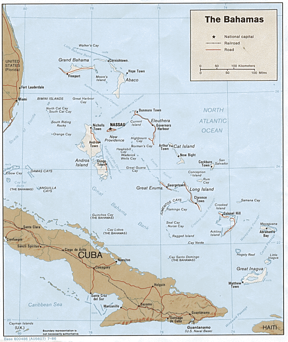 Mapa Relieve Sombreado de las Bahamas