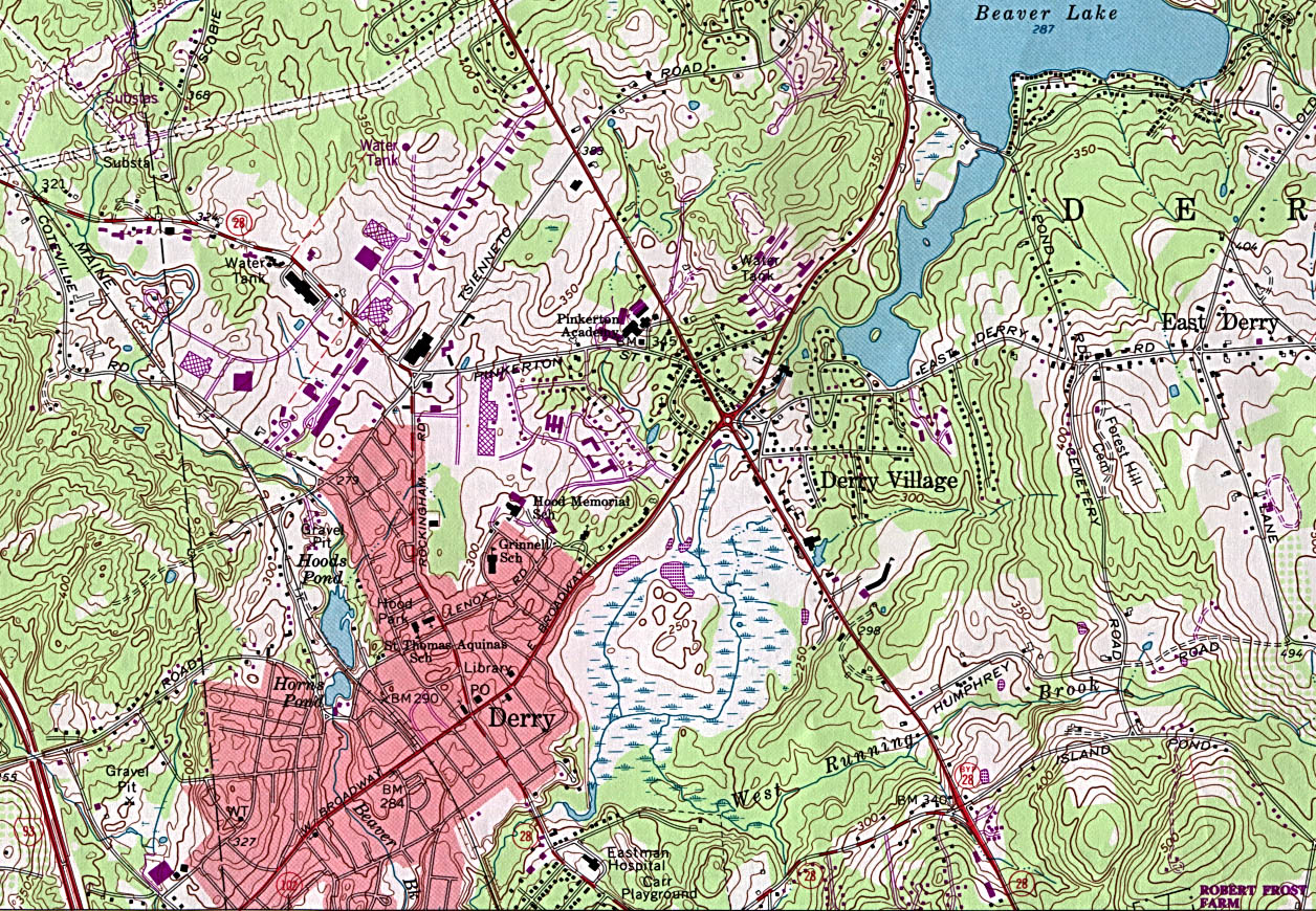 Mapa Topográfico de la Ciudad de Derry, Nuevo Hampshire, Estados Unidos