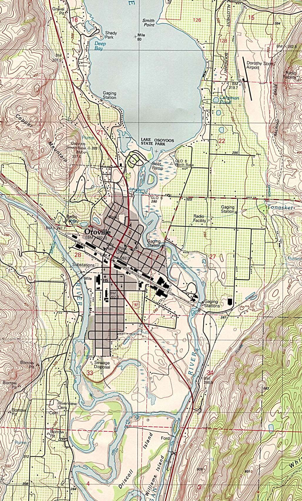 Mapa Topográfico de la Ciudad de Oroville, Washington, Estados Unidos