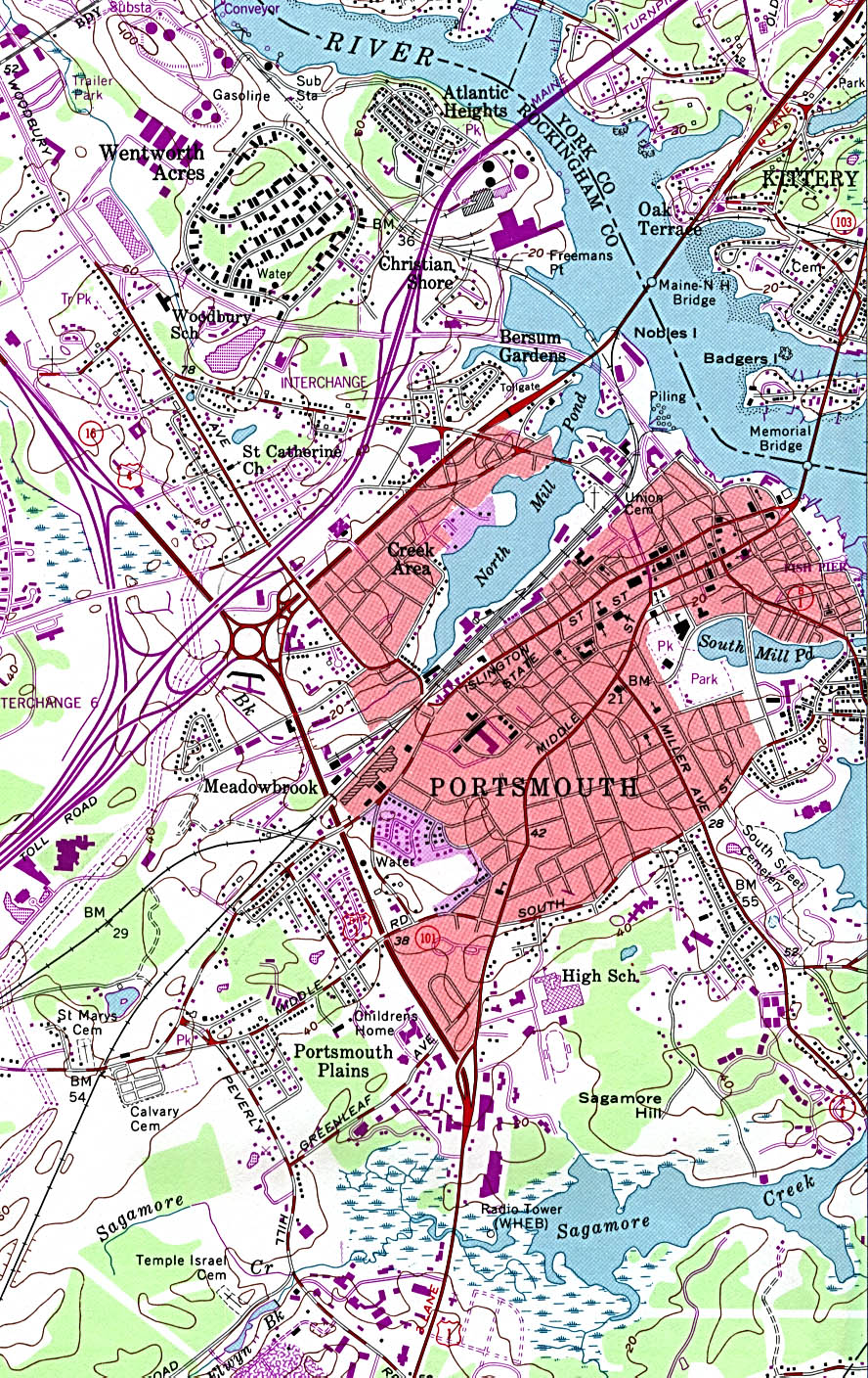 Mapa Topográfico de la Ciudad de Portsmouth, Nuevo Hampshire, Estados Unidos