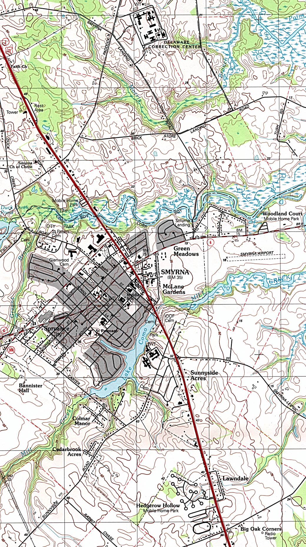 Mapa Topográfico de la Ciudad de Smyrna, Delaware, Estados Unidos
