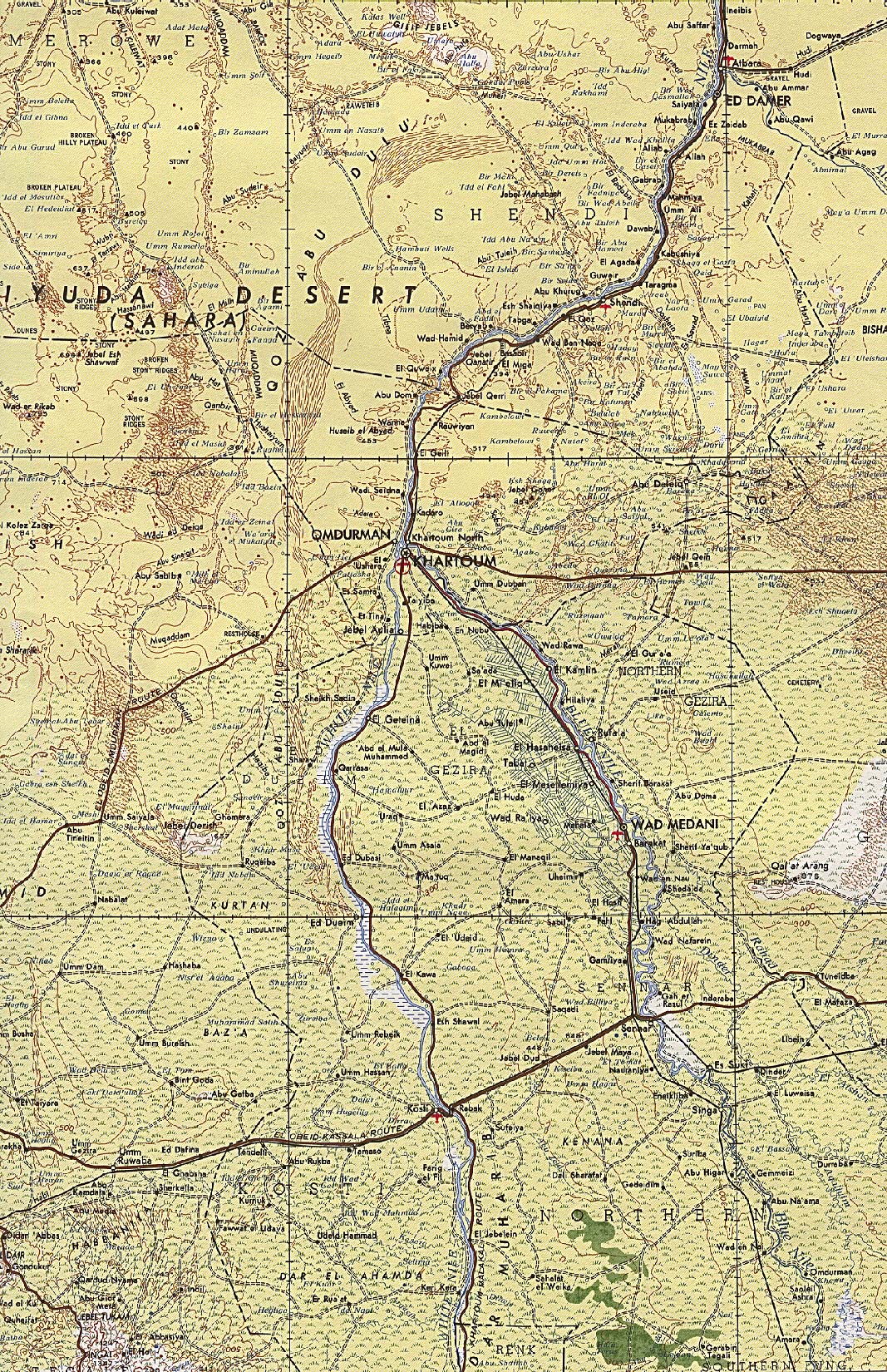 Mapa Topográfico de la Región de Jartum, Sudán 1968