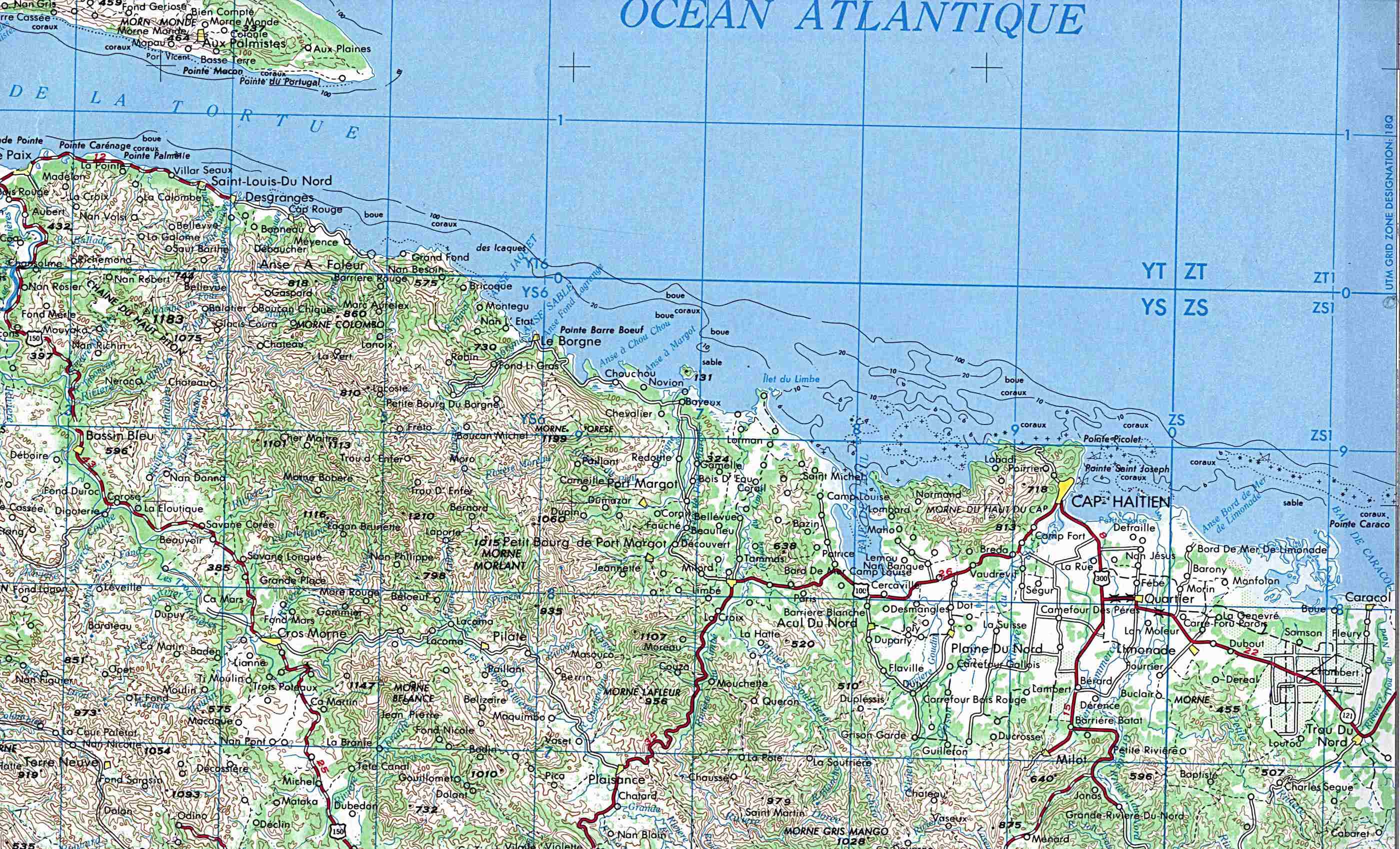 Mapa Topográfico del Área de Cap-Haïtien, Haití