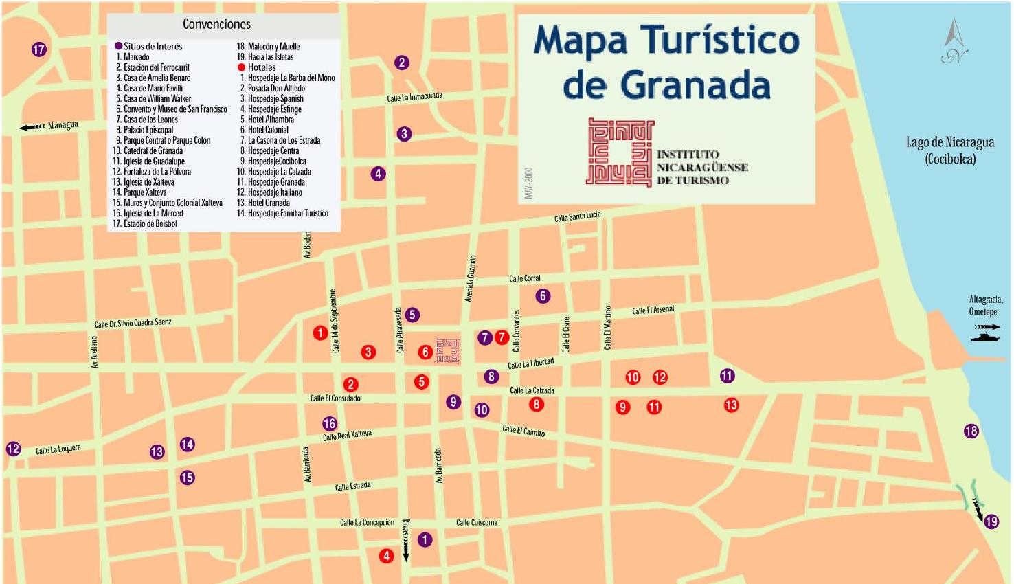 Mapa Turístico de Granada, Nicaragua