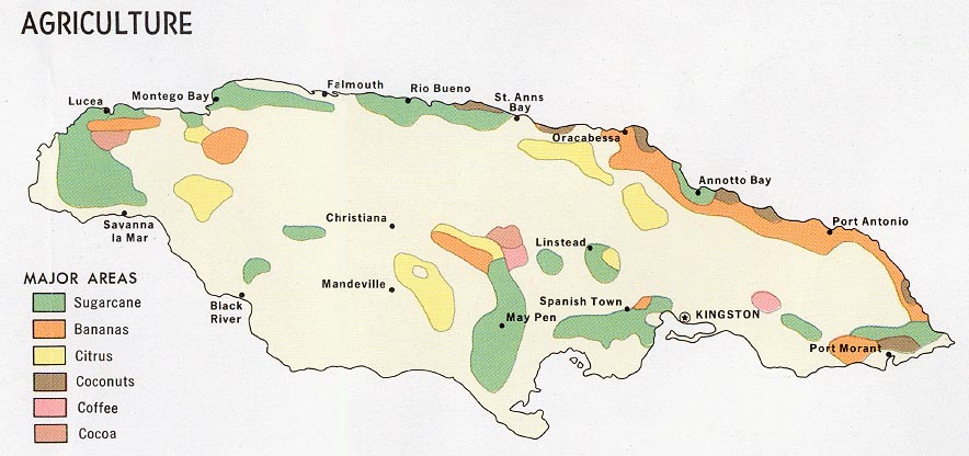 Mapa de Agricultura de Jamaica