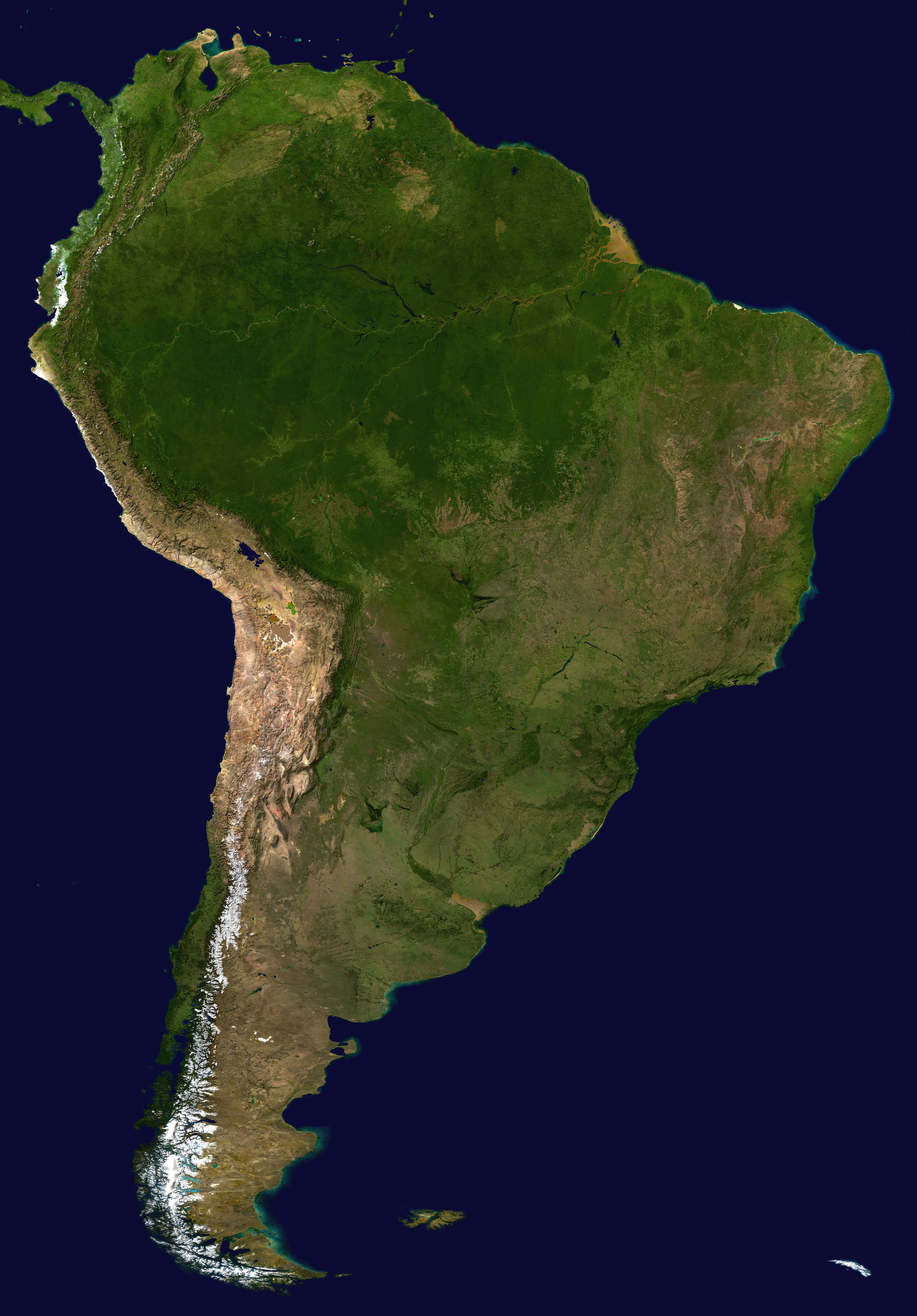 Mapa de América del Sur (satelital)