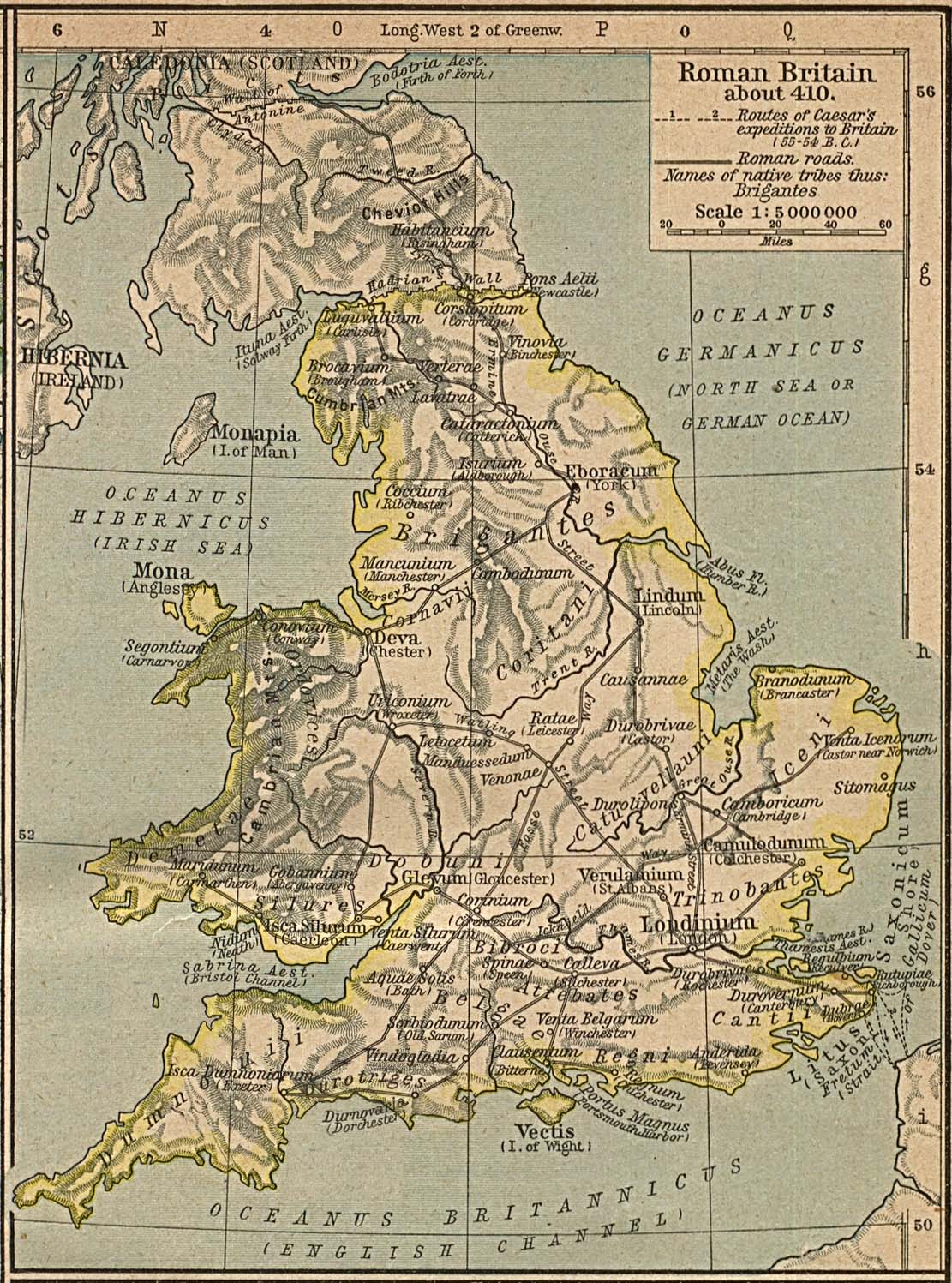 Mapa de Britania (Provincia Romana) Circa 410