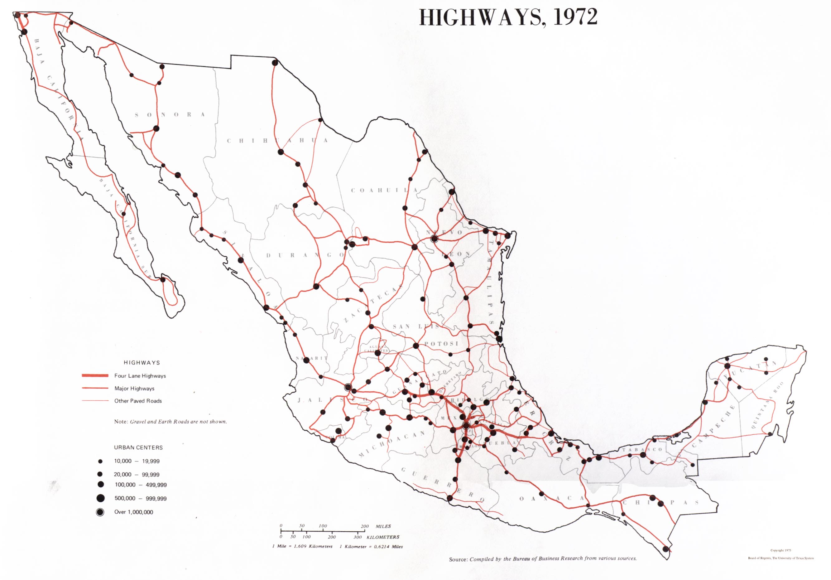 Mapa de Carreteras, México 1972