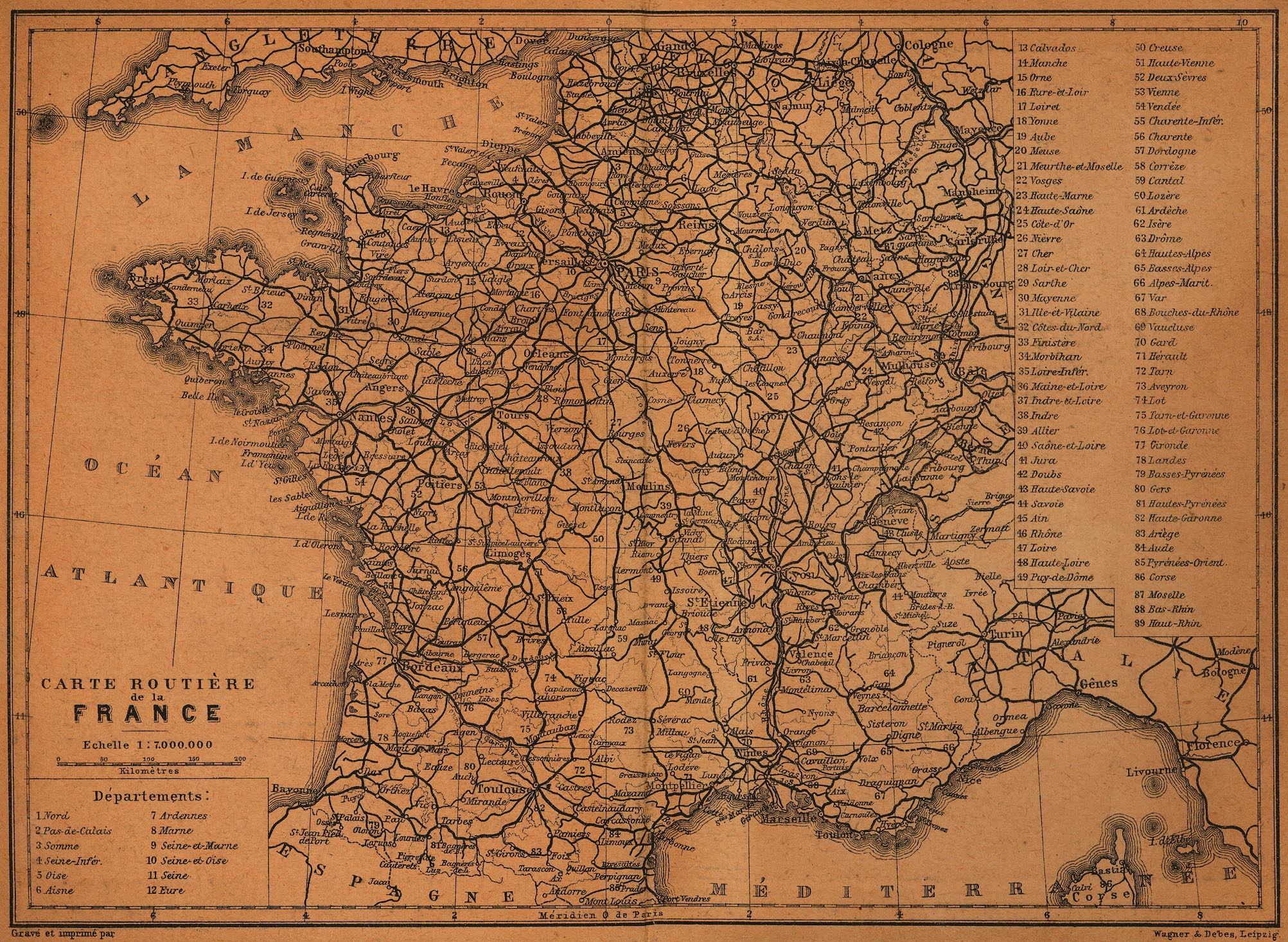 Mapa de Carreteras de Francia 1914