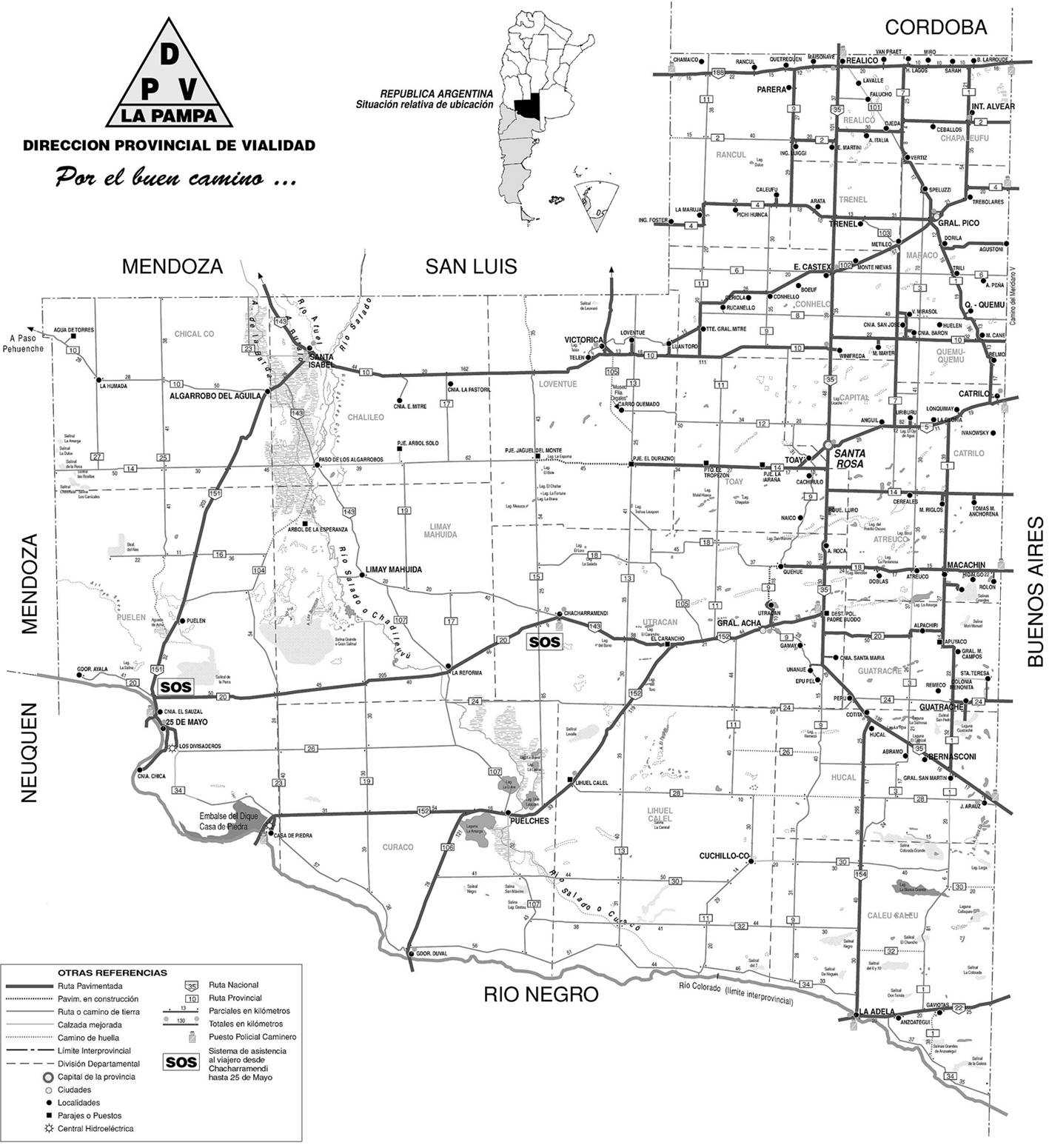 Mapa de Carreteras de La Pampa, Argentina