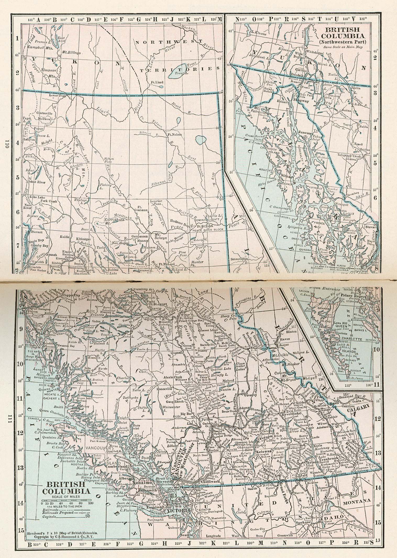 Mapa de Columbia Británica, Canadá 1921