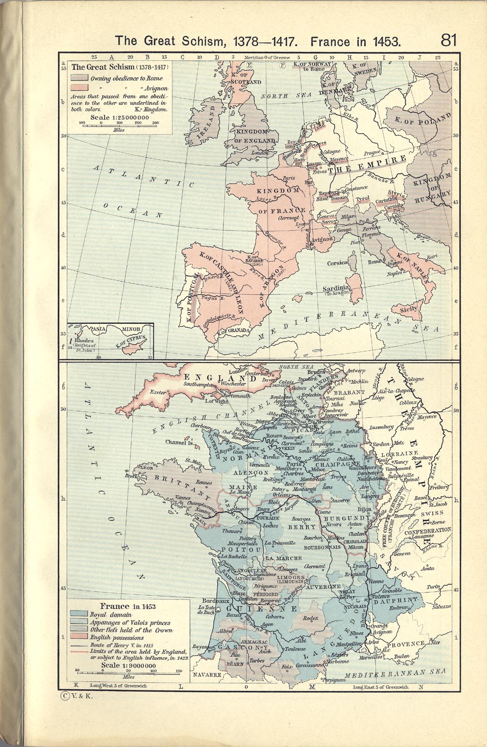 Mapa de Francia en 1453