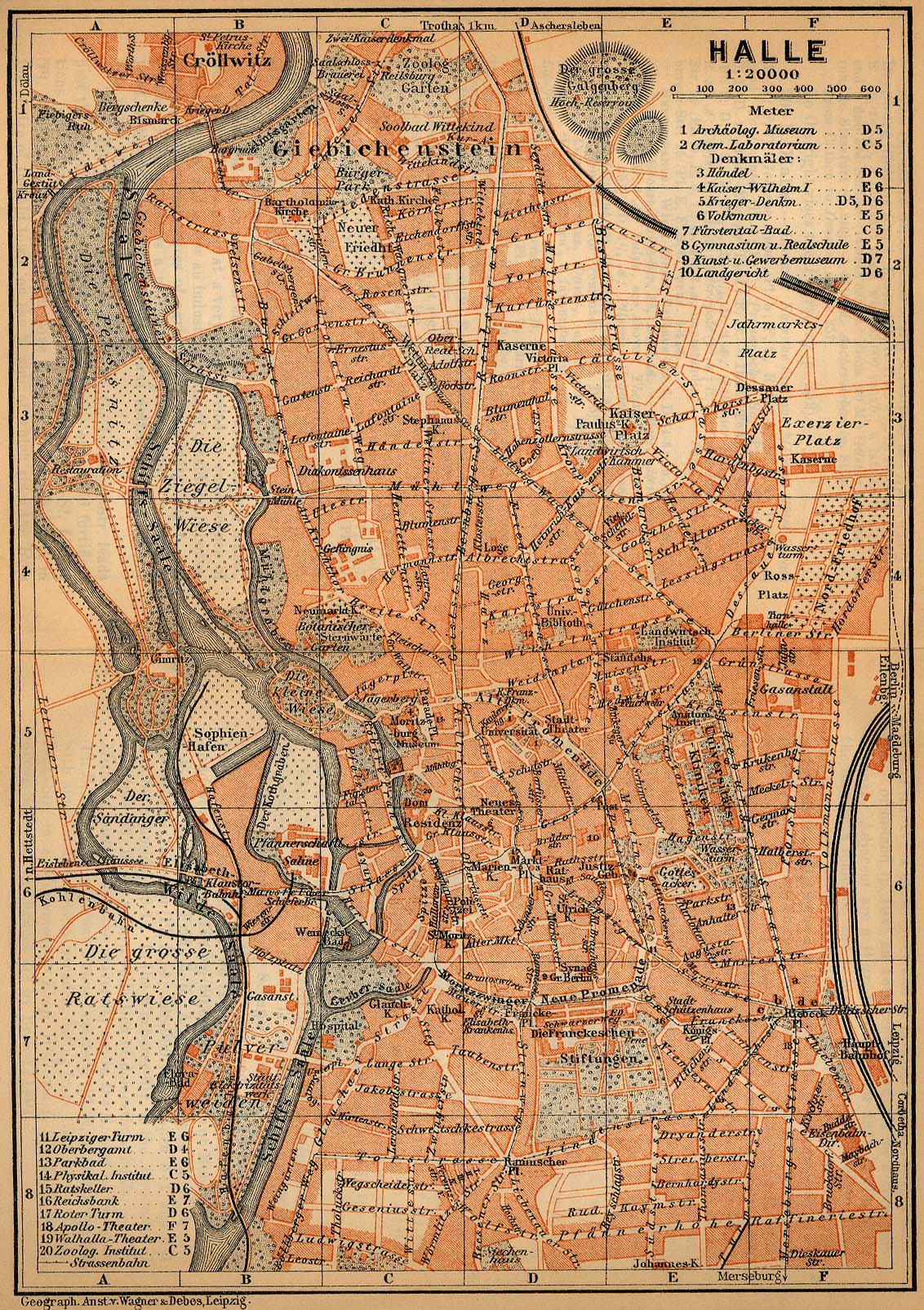 Mapa de Halle, Alemania 1910